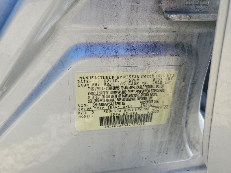 Aukcja sprzedaży 2010 Nissan Sentra, vin: 3N1AB6AP5AL729115, numer aukcji: 56043086