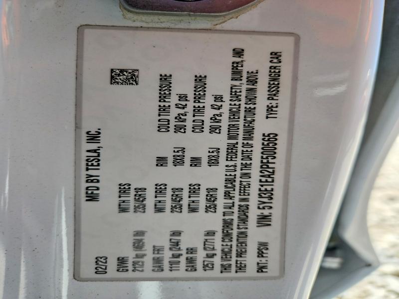 2023 Tesla Model 3 მანქანა იყიდება აუქციონზე, vin: 5YJ3E1EA2PF500565, აუქციონის ნომერი: 56496806