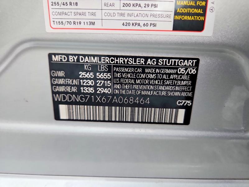 57679826 :رقم المزاد ، WDDNG71X67A068464 vin ، 2007 Mercedes-benz S مزاد بيع