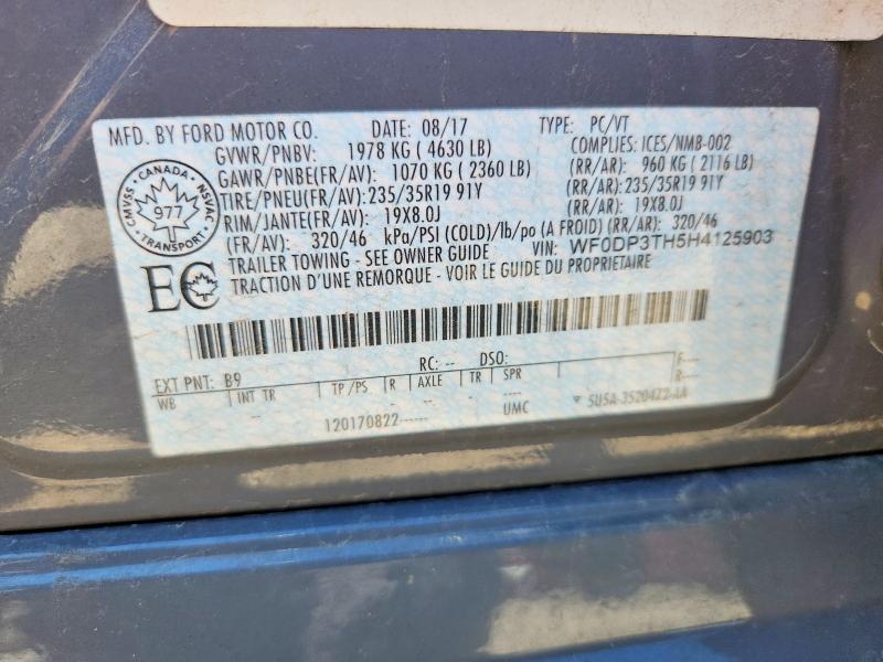 Продаж на аукціоні авто 2017 Ford Focus, vin: WF0DP3TH5H4125903, номер лоту: 57385036