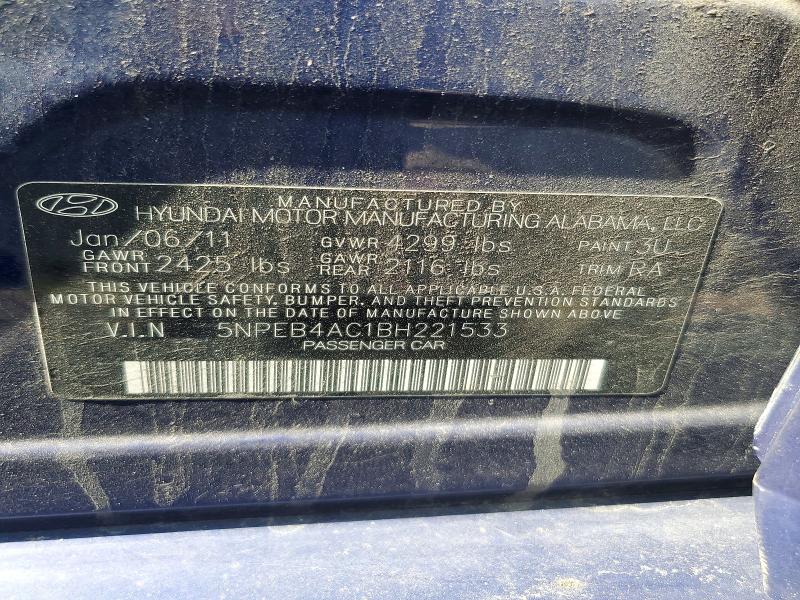 Продажа на аукционе авто 2011 Hyundai Sonata, vin: 5NPEB4AC1BH221533, номер лота: 54968626
