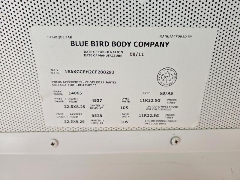 Продажа на аукционе авто 2012 Bluebird Vision, vin: 1BAKGCPH2CF288293, номер лота: 53985936