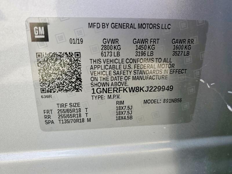 Продажа на аукционе авто 2019 Chevrolet Traverse, vin: 1GNERFKW8KJ229949, номер лота: 56187776