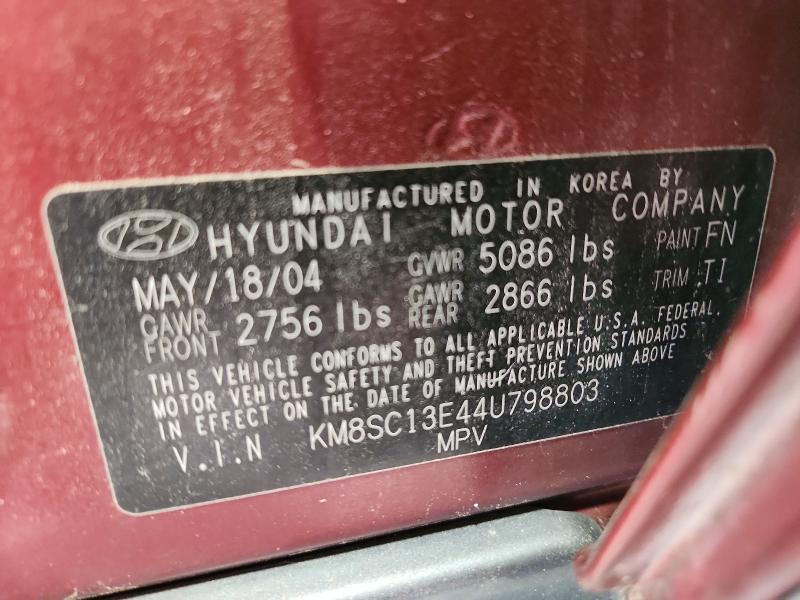 Продажа на аукционе авто 2004 Hyundai Santa Fe, vin: KM8SC13E44U798803, номер лота: 56710926