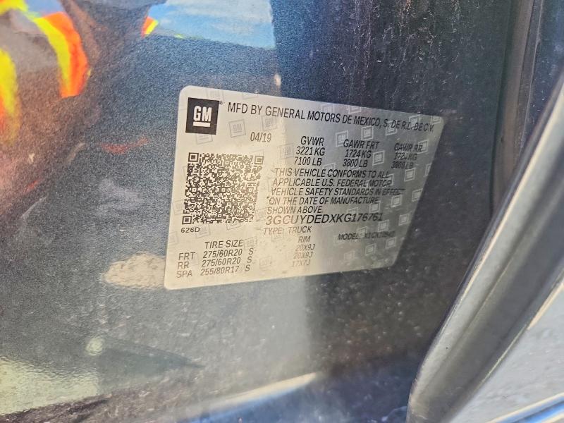 2019 Chevrolet Silverado მანქანა იყიდება აუქციონზე, vin: 3GCUYDEDXKG176761, აუქციონის ნომერი: 56698096