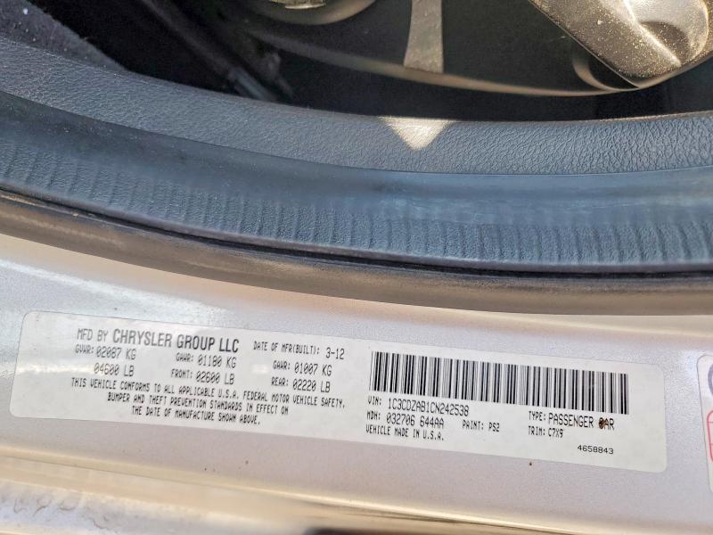 Продажа на аукционе авто 2012 Dodge Avenger R/t, vin: 1C3CDZAB1CN242538, номер лота: 58830266