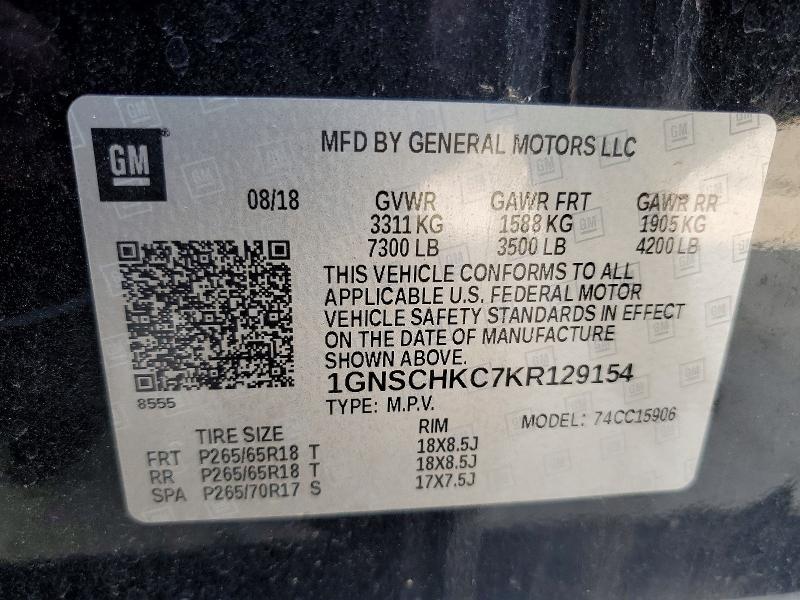 55843826 :رقم المزاد ، 1GNSCHKC7KR129154 vin ، 2019 Chevrolet Suburban مزاد بيع