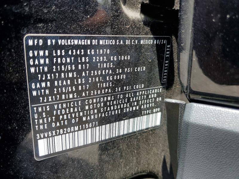 2024 Volkswagen Taos მანქანა იყიდება აუქციონზე, vin: 3VV5X7B20RM115671, აუქციონის ნომერი: 59160276