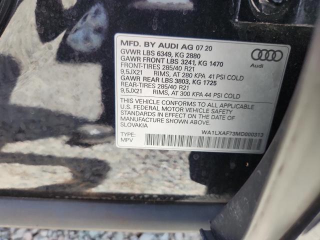 Продажа на аукционе авто 2021 Audi Q7, vin: WA1LXAF73MD000313, номер лота: 56330656