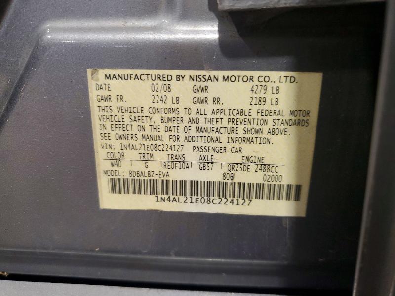 Продажа на аукционе авто 2008 Nissan Altima, vin: 1N4AL21E08C224127, номер лота: 58140466