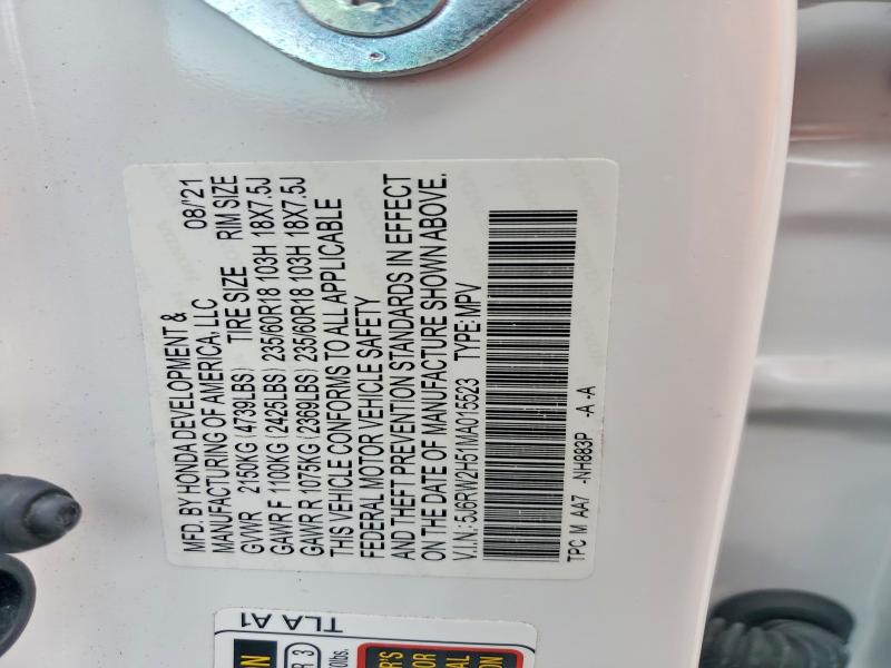Aukcja sprzedaży 2021 Honda Cr-v, vin: 5J6RW2H51MA015523, numer aukcji: 57845296