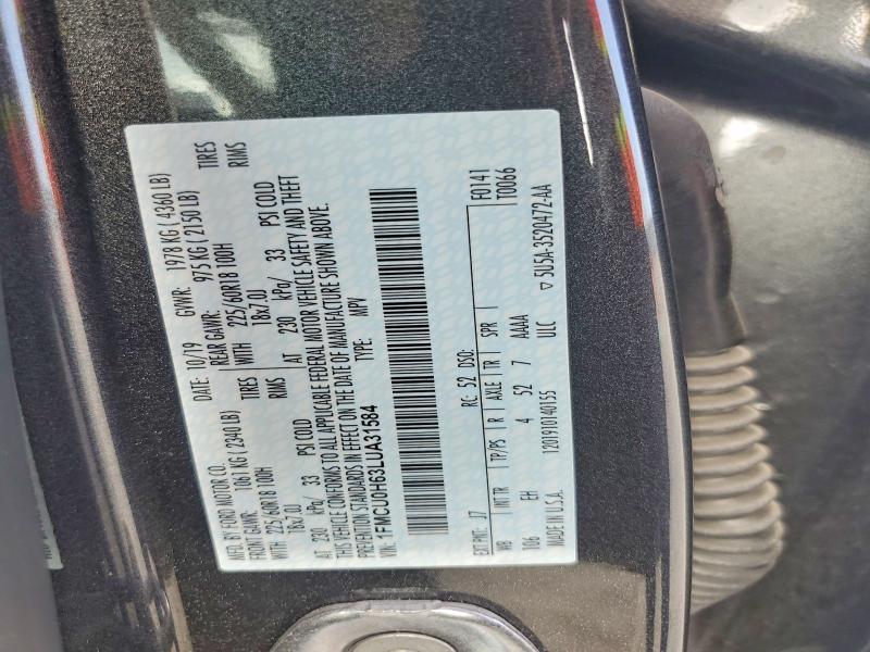 Продажа на аукционе авто 2020 Ford Escape, vin: 1FMCU0H63LUA31584, номер лота: 85611435
