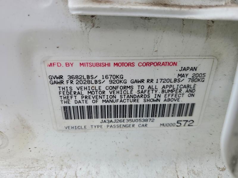 Aukcja sprzedaży 2005 Mitsubishi Lancer, vin: JA3AJ26E35U053872, numer aukcji: 59378966