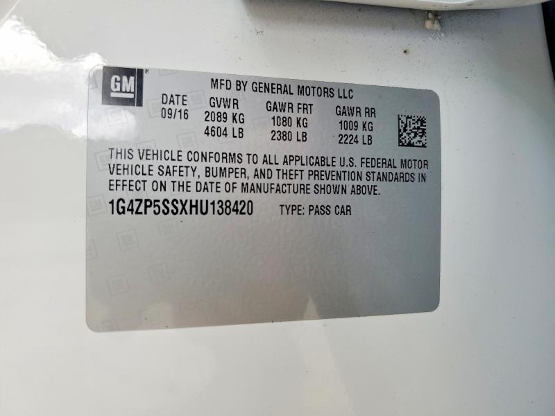 2017 Buick Lacrosse მანქანა იყიდება აუქციონზე, vin: 1G4ZP5SSXHU138420, აუქციონის ნომერი: 58201606