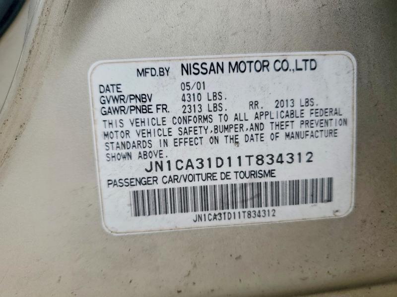 58041796 :رقم المزاد ، JN1CA31D11T834312 vin ، 2001 Nissan Maxima مزاد بيع