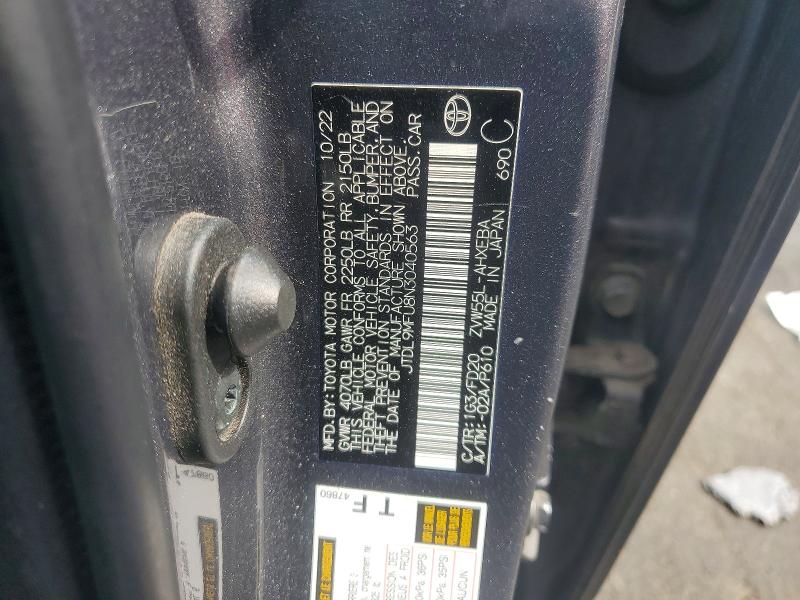 56672956 :رقم المزاد ، JTDL9MFU8N3040563 vin ، 2022 Toyota Prius مزاد بيع