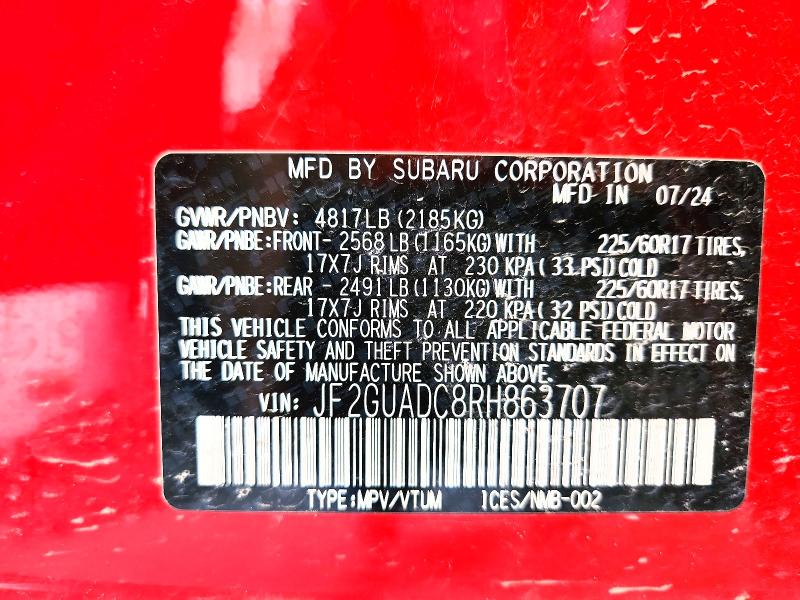 Продажа на аукционе авто 2024 Subaru Crosstrek, vin: JF2GUADC8RH863707, номер лота: 56529856