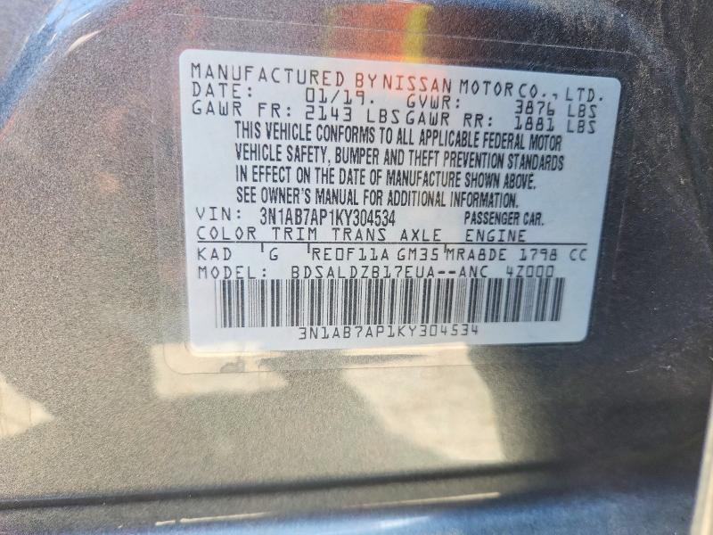 Aukcja sprzedaży 2019 Nissan Sentra, vin: 3N1AB7AP1KY304534, numer aukcji: 57365416