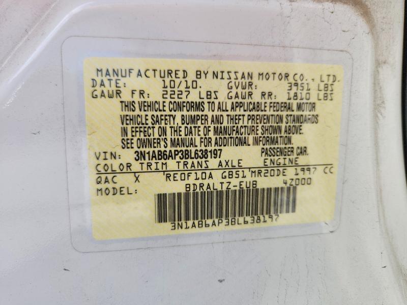 Aukcja sprzedaży 2011 Nissan Sentra, vin: 3N1AB6AP3BL638197, numer aukcji: 58161846