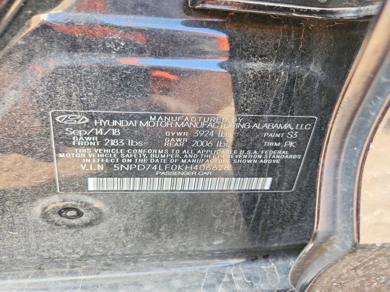 Aukcja sprzedaży 2019 Hyundai Elantra, vin: 5NPD74LF0KH406628, numer aukcji: 57064736
