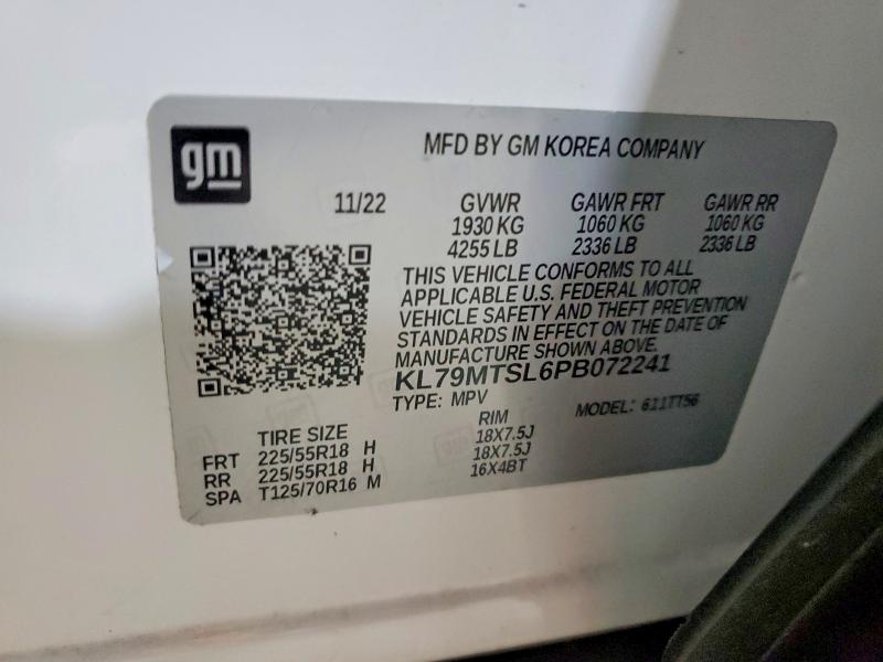 55404586 :رقم المزاد ، KL79MTSL6PB072241 vin ، 2023 Chevrolet Trailblazer مزاد بيع