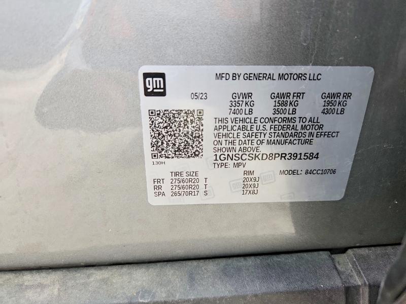 Продажа на аукционе авто 2023 Chevrolet Tahoe, vin: 1GNSCSKD8PR391584, номер лота: 58275446