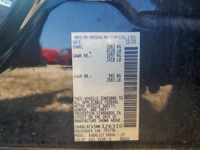 58727766 :رقم المزاد ، 1N4BL4CV3MN326310 vin ، 2021 Nissan Altima مزاد بيع