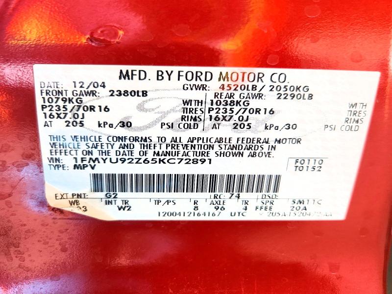 Aukcja sprzedaży 2005 Ford Escape, vin: 1FMYU92Z65KC72891, numer aukcji: 58929246