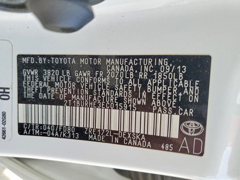 55831926 :رقم المزاد ، 2T1BURHE3EC015915 vin ، 2014 Toyota Corolla مزاد بيع