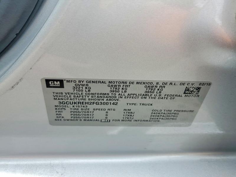 Продажа на аукционе авто 2015 Chevrolet Silverado, vin: 3GCUKREH2FG300142, номер лота: 56715356