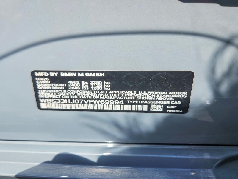 Aukcja sprzedaży 2027 Bmw M3, vin: WBS33HJ07VFW69994, numer aukcji: 58294546