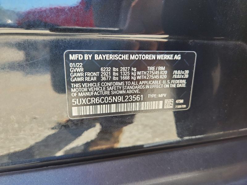 55934186 :رقم المزاد ، 5UXCR6C05N9L23561 vin ، 2022 Bmw X5 مزاد بيع