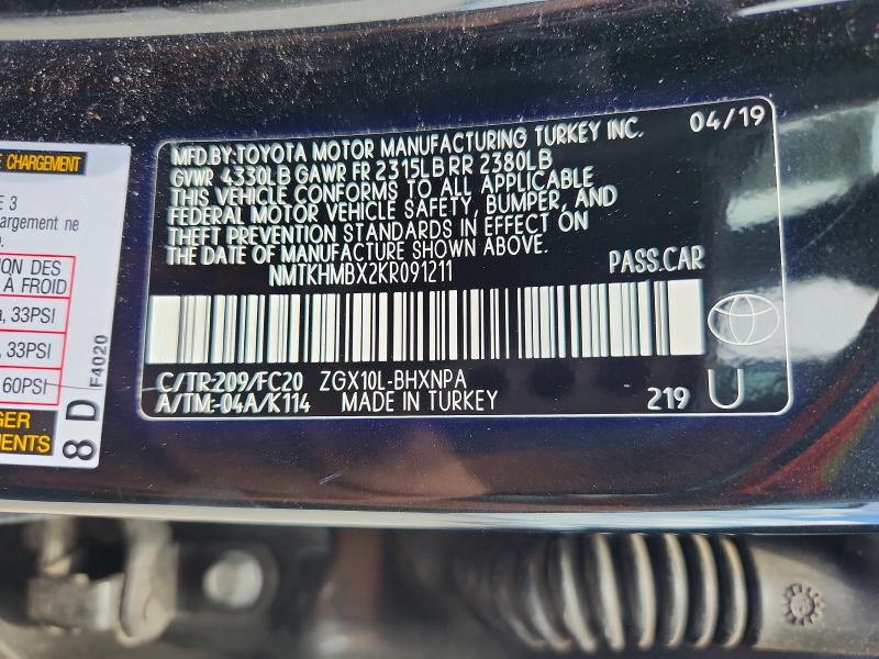 55609246 :رقم المزاد ، NMTKHMBX2KR091211 vin ، 2019 Toyota C-hr مزاد بيع
