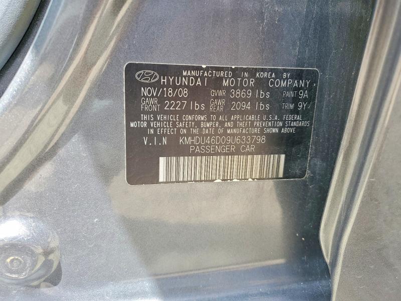 Aukcja sprzedaży 2009 Hyundai Elantra, vin: KMHDU46D09U633798, numer aukcji: 57004036