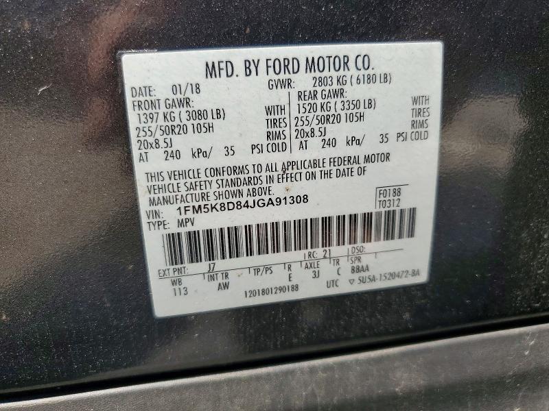 Продаж на аукціоні авто 2018 Ford Explorer, vin: 1FM5K8D84JGA91308, номер лоту: 56608356