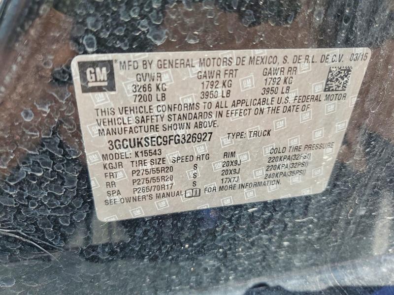 Продаж на аукціоні авто 2015 Chevrolet Silverado, vin: 3GCUKSEC9FG326927, номер лоту: 56492686