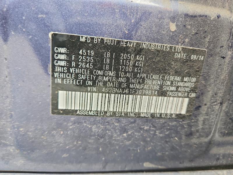 55064896 :رقم المزاد ، 4S3BNAJ61F3019814 vin ، 2015 Subaru Legacy مزاد بيع