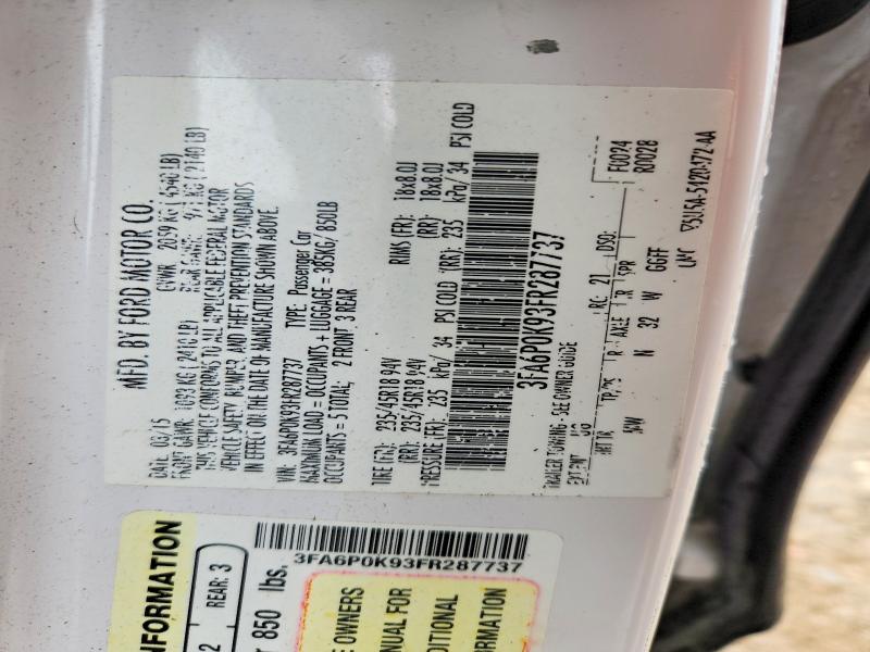 Продажа на аукционе авто 2015 Ford Fusion, vin: 3FA6P0K93FR287737, номер лота: 58089056