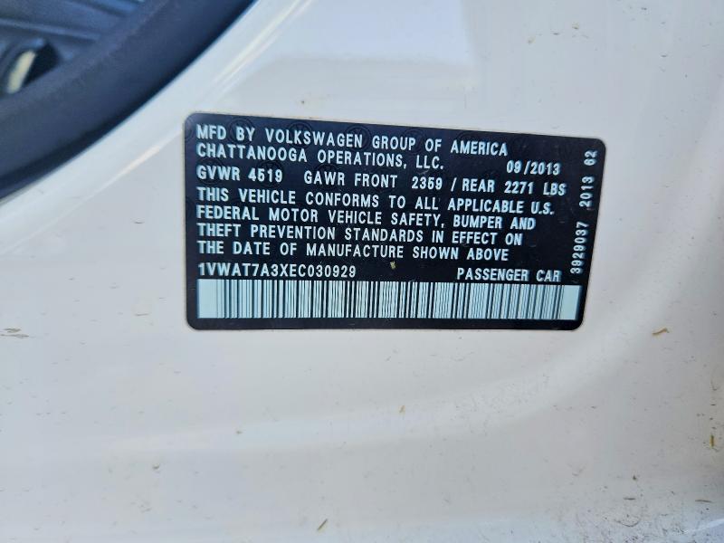 57043226 :رقم المزاد ، 1VWAT7A3XEC030929 vin ، 2014 Volkswagen Passat مزاد بيع