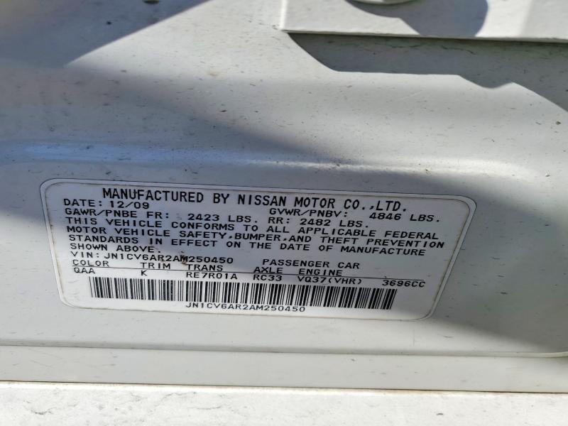 Продажа на аукционе авто 2010 Infiniti G37 Sedan, vin: JN1CV6AR2AM250450, номер лота: 56001546