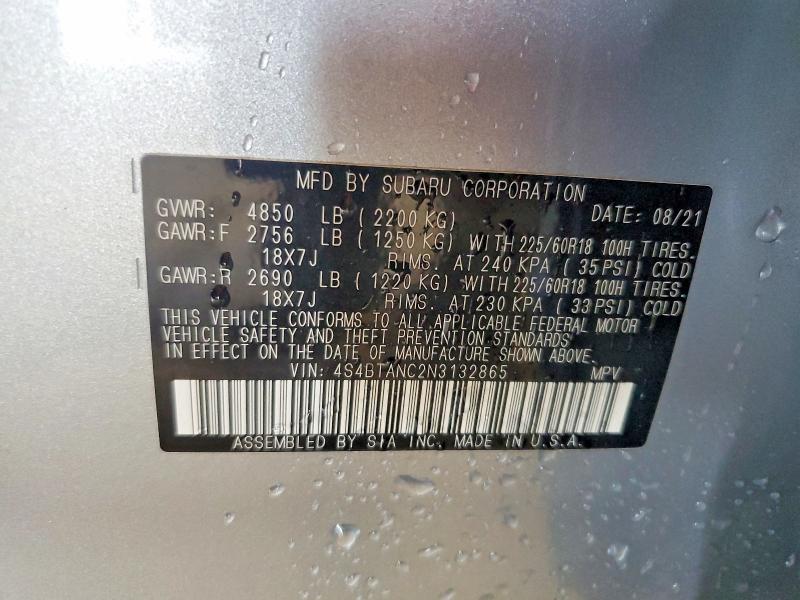 Продажа на аукционе авто 2022 Subaru Outback, vin: 4S4BTANC2N3132865, номер лота: 58565176