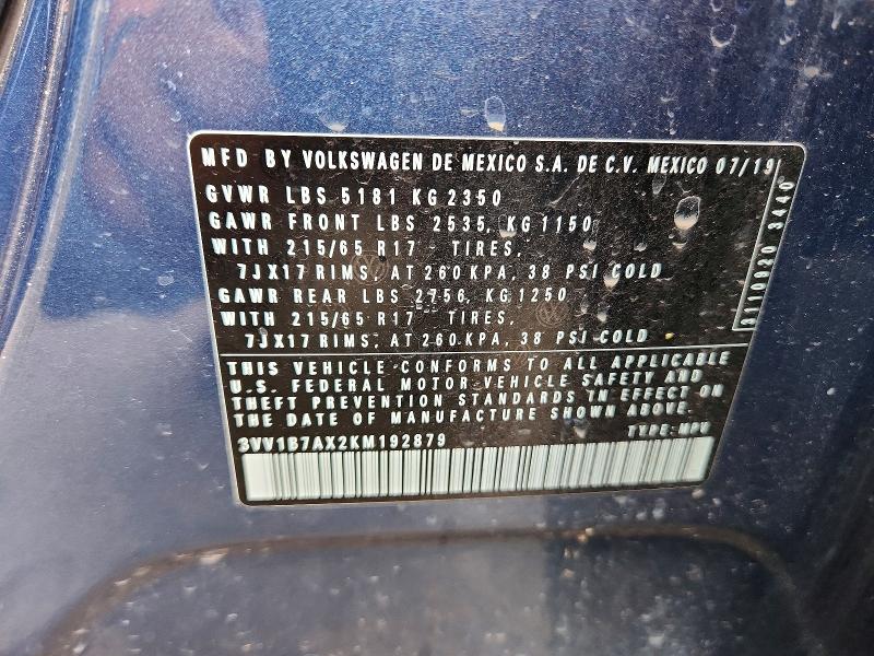 Aukcja sprzedaży 2019 Volkswagen Tiguan, vin: 3VV1B7AX2KM192879, numer aukcji: 57074826