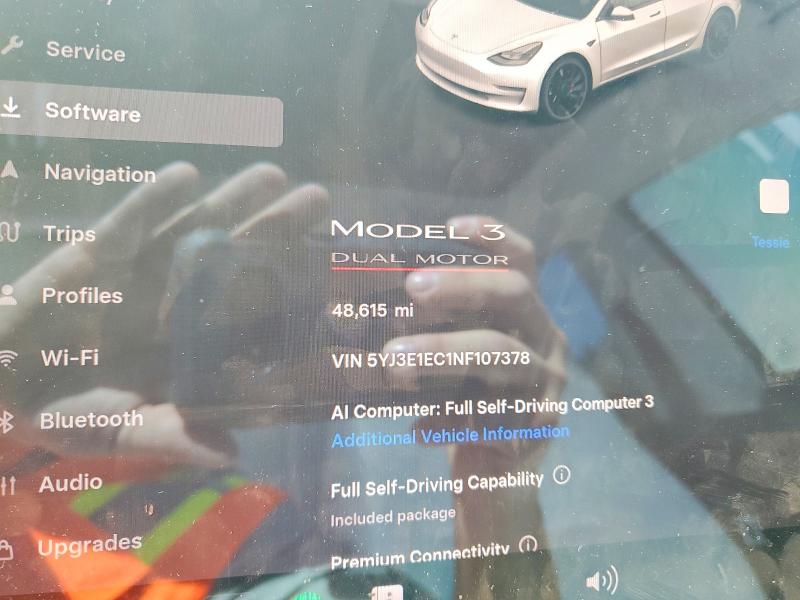 Продажа на аукционе авто 2022 Tesla Model 3, vin: 5YJ3E1EC1NF107378, номер лота: 55475896
