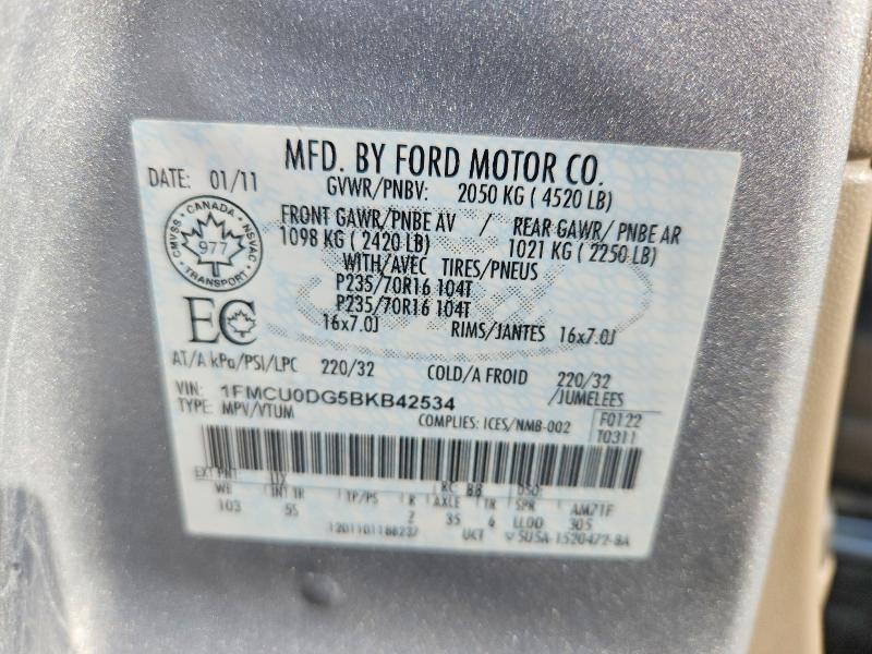 Продажа на аукционе авто 2011 Ford Escape, vin: 1FMCU0DG5BKB42534, номер лота: 57440016