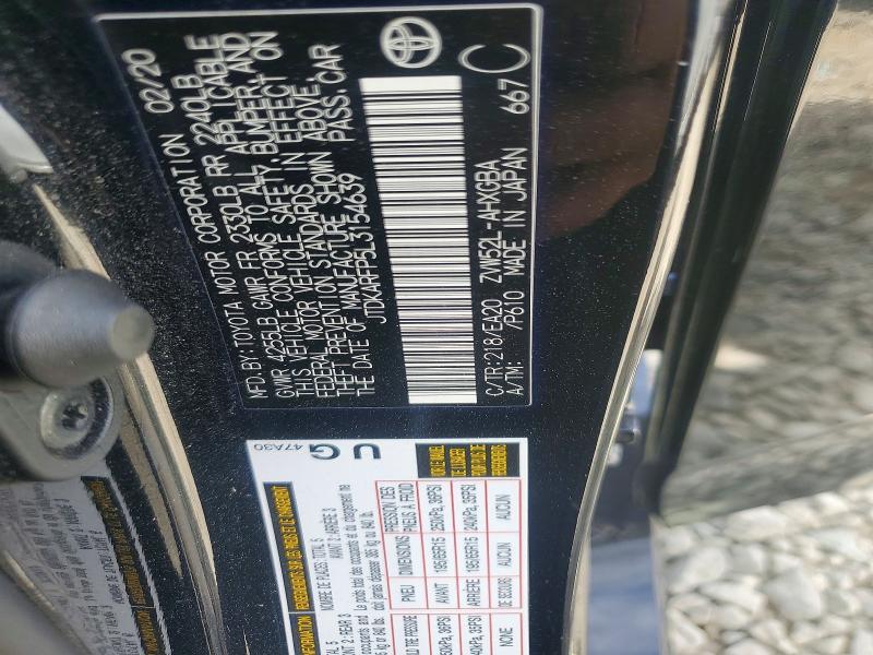 59162986 :رقم المزاد ، JTDKARFP5L3154639 vin ، 2020 Toyota Prius Prime مزاد بيع