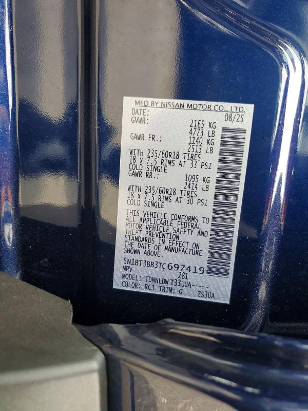 Продаж на аукціоні авто 2026 Nissan Rogue, vin: 5N1BT3BB3TC697419, номер лоту: 58575036