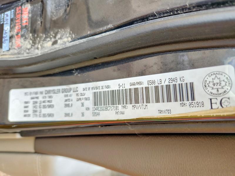 2011 Dodge Durango მანქანა იყიდება აუქციონზე, vin: 1D4RE2GG3BC717181, აუქციონის ნომერი: 56528036