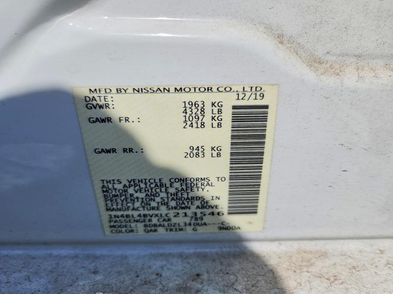 2020 Nissan Altima მანქანა იყიდება აუქციონზე, vin: 1N4BL4BVXLC213546, აუქციონის ნომერი: 55686906