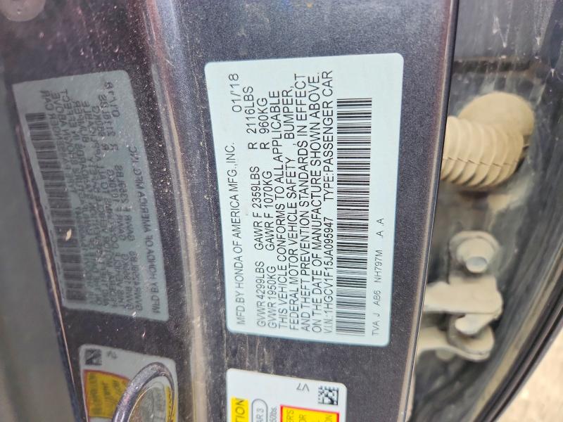 Aukcja sprzedaży 2018 Honda Accord, vin: 1HGCV1F15JA095947, numer aukcji: 58330956