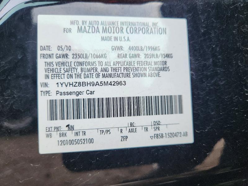 Продажа на аукционе авто 2010 Mazda 6, vin: 1YVHZ8BH9A5M42963, номер лота: 56629886